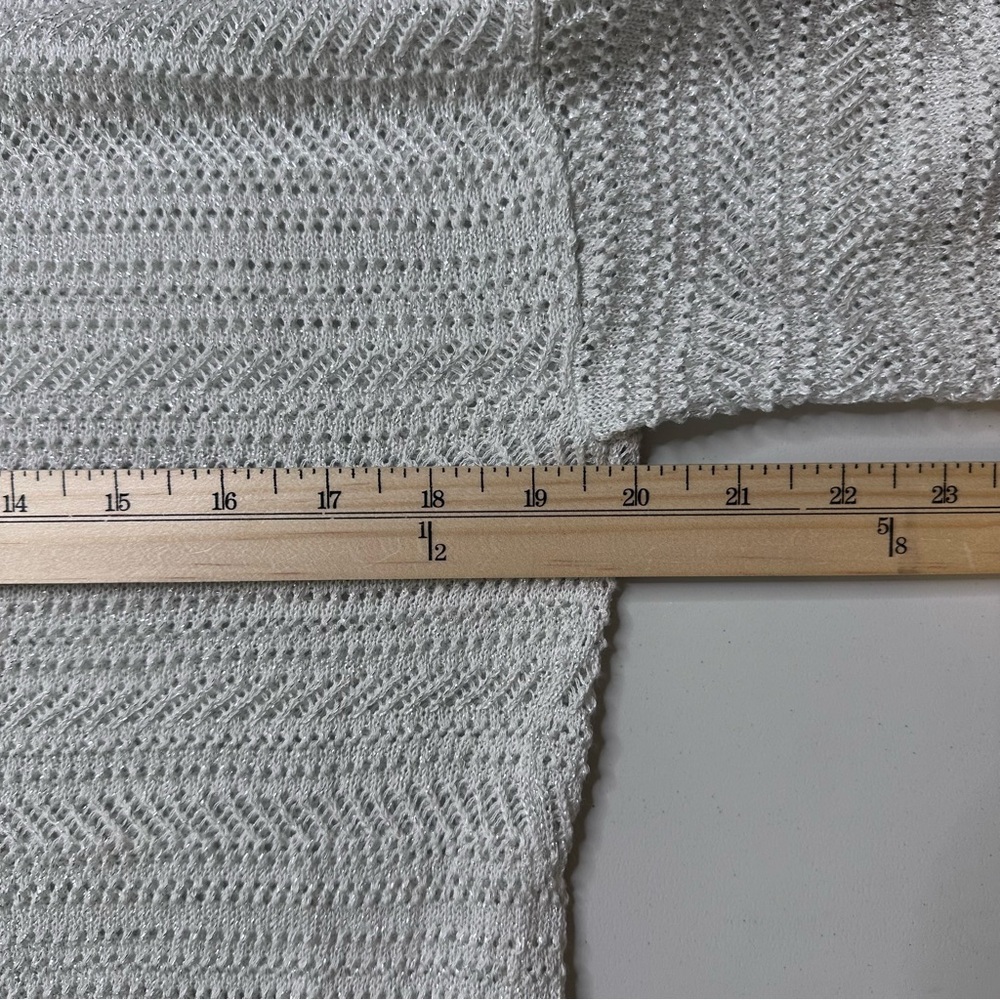 Chicos Metallic Knit Sweater Top Sz 1 (M) Open Knit Wide Sleeve Casual‎ Capsule - Picture 8 of 12